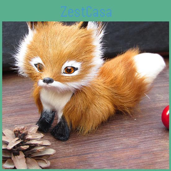 Faux Fashion Simulation Fur Squatting Fox Party Home Model Ornament Toy Decoration Home Birthday Gift