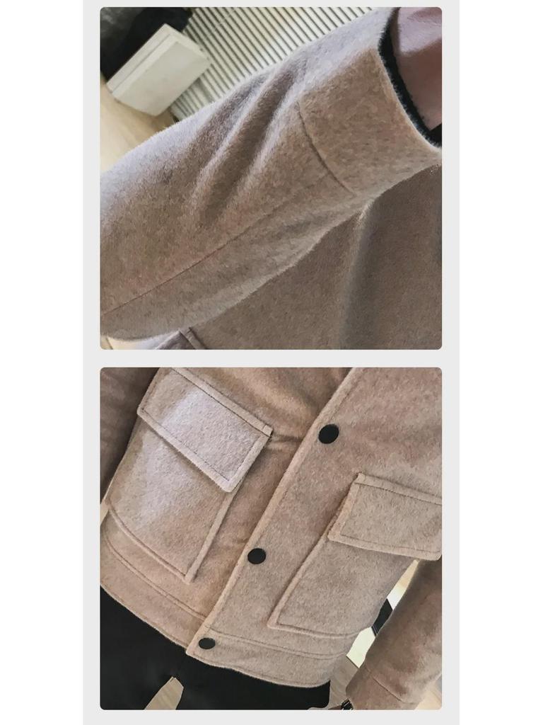 Herren Slim Fit Wollmantel - Britischer Stil, Kurz, Doppellagig, Imitat Nerz, Herbst- & Winter-Freizeitjacke