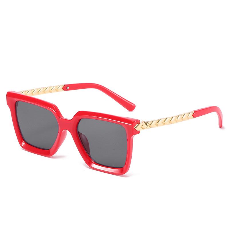 Spring And Summer Warm Color Generous Frame Glasses European And American Personalized Metal Square Sunglasses Women'S Versatile Multi-Color Glasses