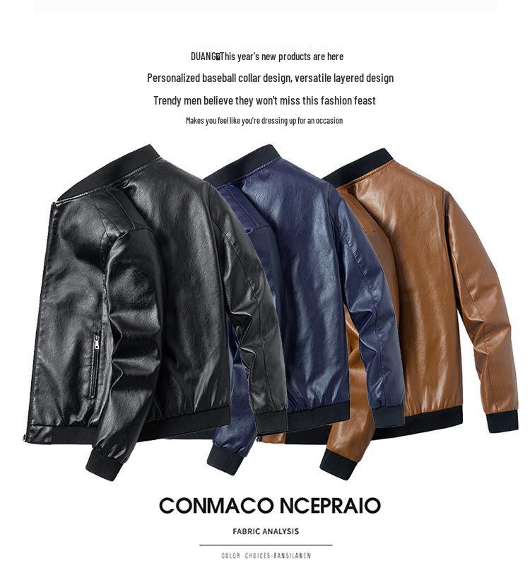 8XL Plus Size Men's Slim Fit PU Leather Jacket - Spring/Autumn Korean Motorcycle Style