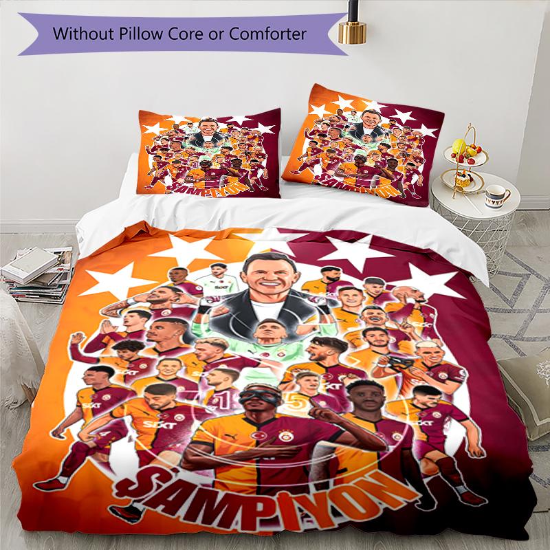 3pcs Football Team (2) Design Cover Set - HD Printed Bedding with 1 Cover and 2 Pillowcases - Perfect for Home and Dorm Decor