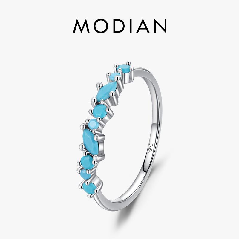 

Vintage 925 Sterling Silver Elegant Turquoise Trendy Female Ring For Women Party Stackable Fine Jewely Birthday Gifts 5