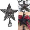 Black Glitter Star Tree Top Decoration 19x15CM for Christmas Festivities