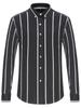 Men's Spring Summer Color Block Striped Dress Shirt Without Pocket Wrinkle-Resistant Button-down Long Sleeve Lightweight Shirts