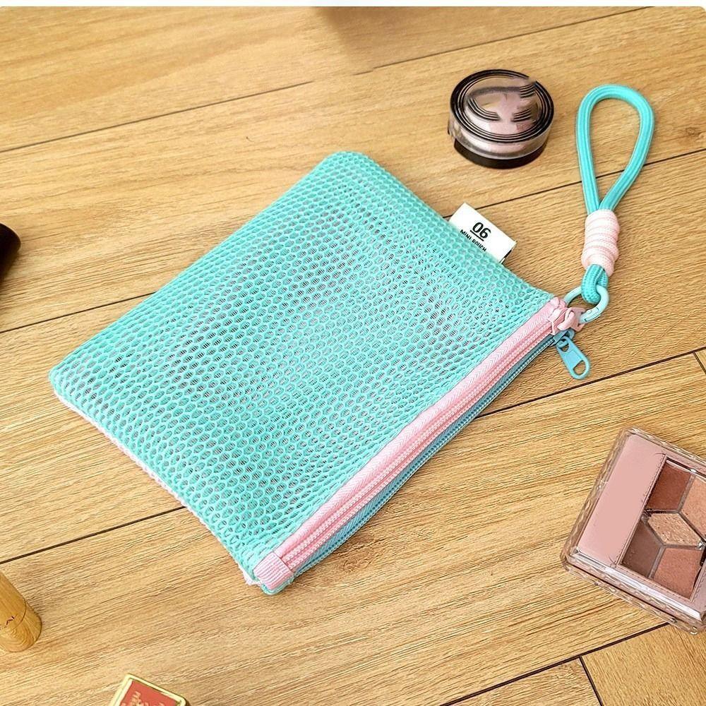 Mesh Mesh Cosmetic Bag Portable Large Capacity Mesh Toiletry Storage Pouch Multifunctional Zipper Mesh Pencil Case