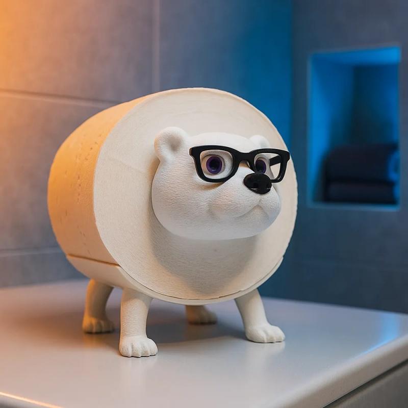 Creative Polar Bear Roll Paper Holder with Glasses Adorable Cartoon Bear Paper Towel Dispenser Bathroom Tissue Storage Organizer 1180₽