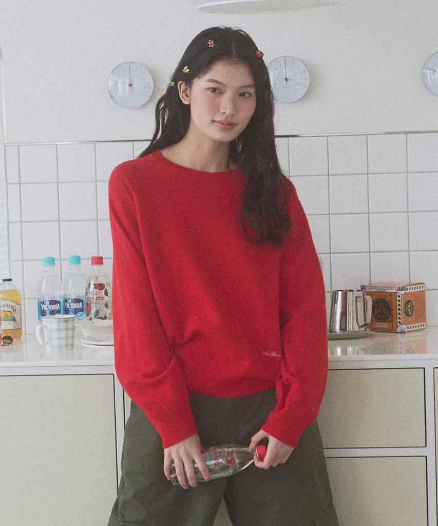 Nyuluki Cozy Round Knit Pullover_Red