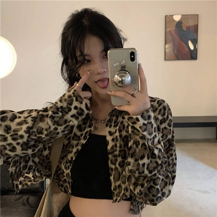 Leopard Print Cropped Jacket - Women's Long Sleeve Sun Protection Cardigan (Summer 2025 New Arrival)