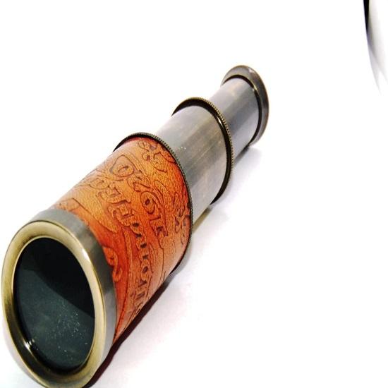 Antique Nautical Telescope for Portable Pirate Spyglass, Brass Adjustable Optics
