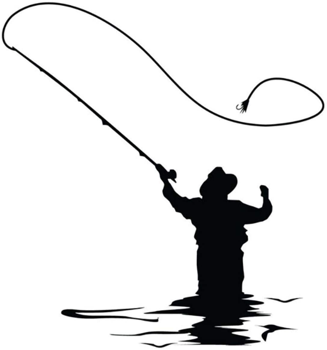 

4.75 X 5.2 Fly Fishing Reflective Decal Sticker Reusable Movable Car Sticker Styling Sticker Decal Girl Car Wall - Black