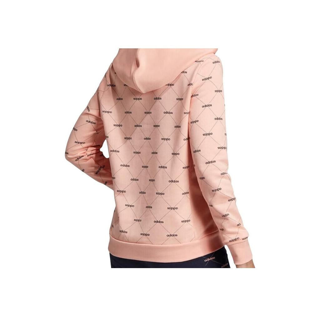 Adidas Letter Print Hooded Casual Long Sleeve Sweatshirt Women Sweatshirt Pink EI6246