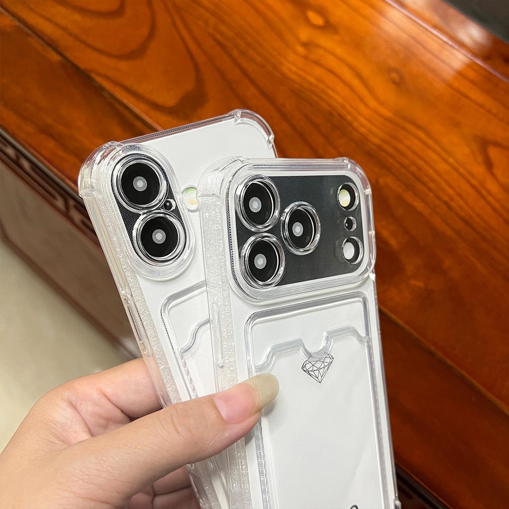 Custodia Porta Carte Portafoglio per iPhone Air 17 e 16 Pro Max 15 Plus 14 13 12 Mini 11 Xr Xs Max 17pro Borsa Trasparente con Inserimento Carte Cover per Telefono Accessori