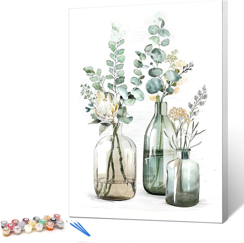 Malen nach Zahlen Set für Erwachsene Anfänger & Kinder ab 8-12 Jahren mit Holzrahmen Einfache Acrylfarbe auf Leinwand mit Farben und Pinseln
