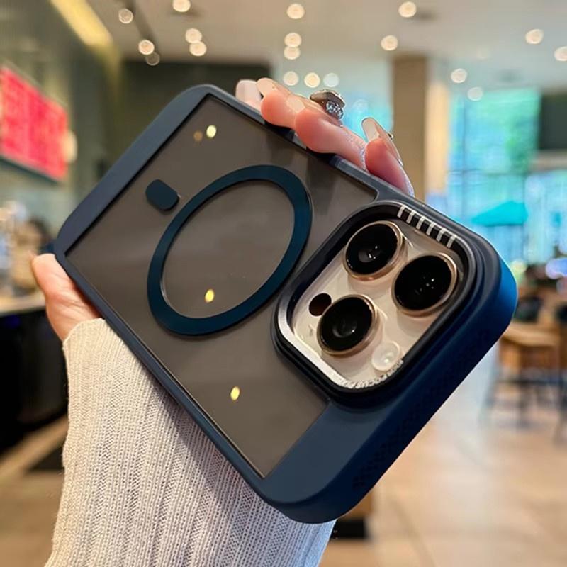 Heat Dissipation Cooling Bumper Magnetic Case For iPhone 11 12 13 14 15 16 Pro Max For Magsafe Transparent Shockproof Hard Cover