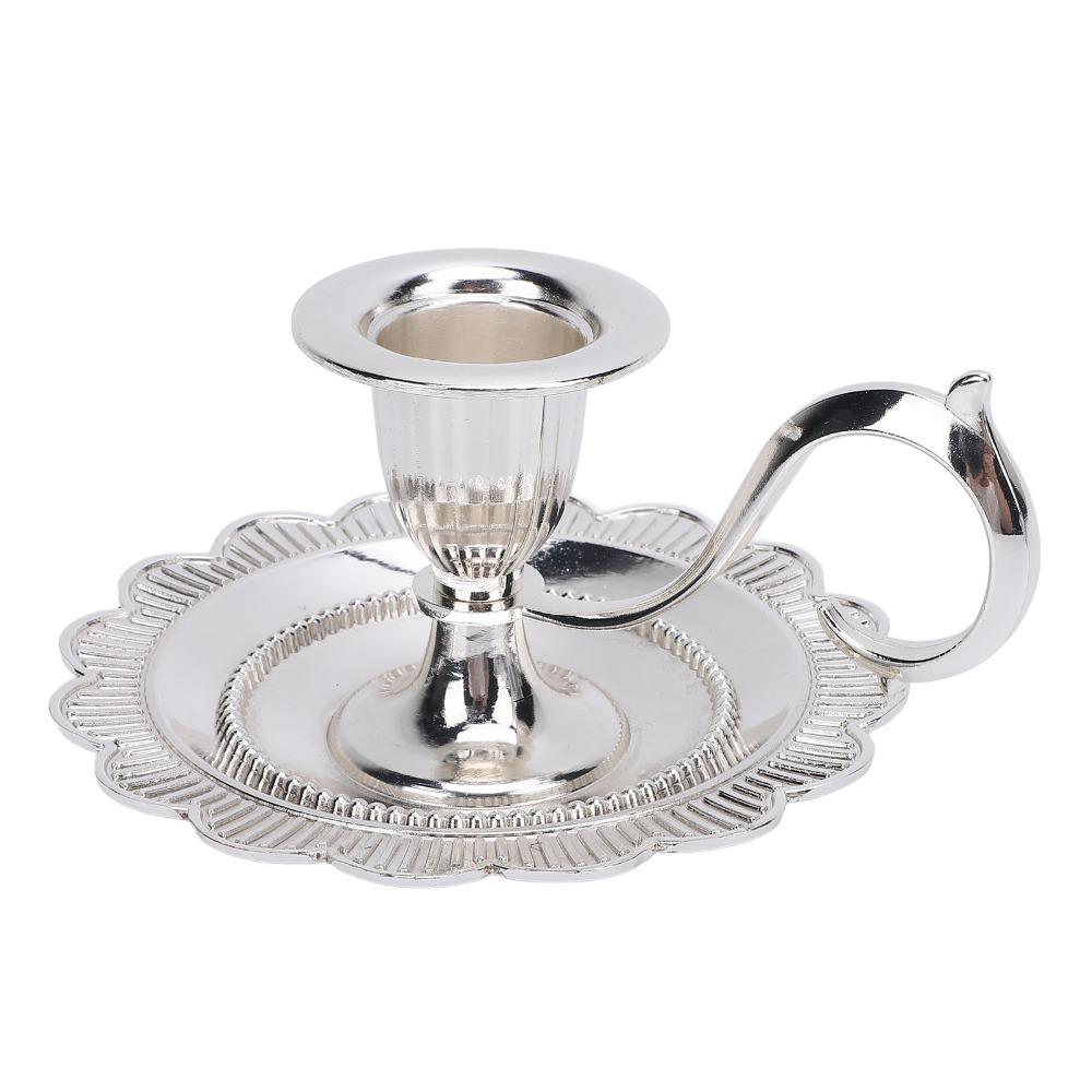 Handle Stand Candlestick Holder Drip Catcher Tray Chamberstick Candle Holder Wedding Centerpiece