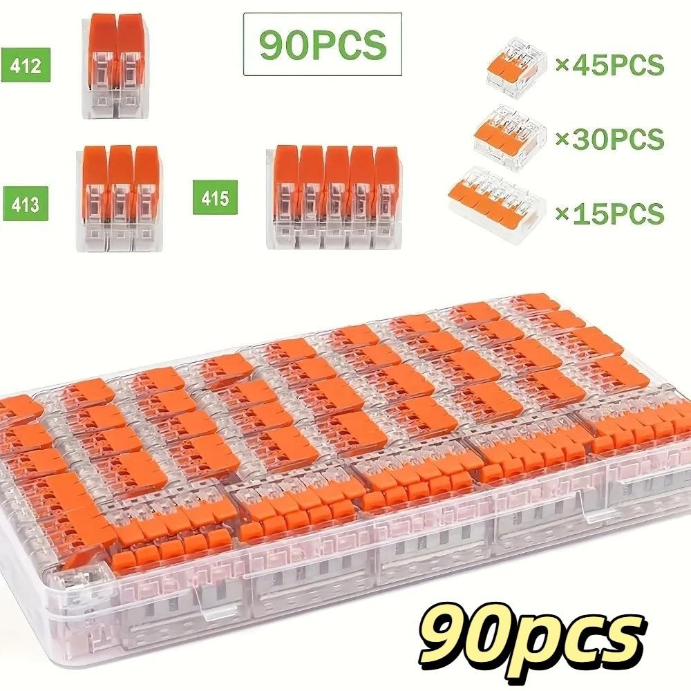 90 PCS 2/3/5 Port Wire Connector Assortment Pack Electrical Lever Wire Connectors  Electrical Wires