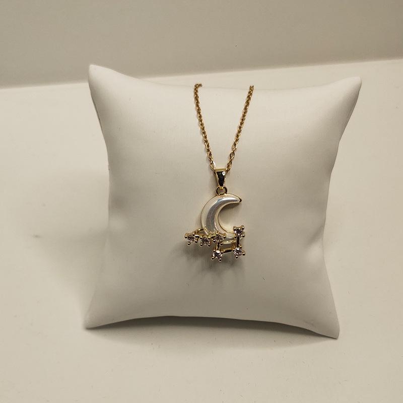 18K Gold-Plated Titanium Steel Women s Necklace with Zircon Moon Pendant