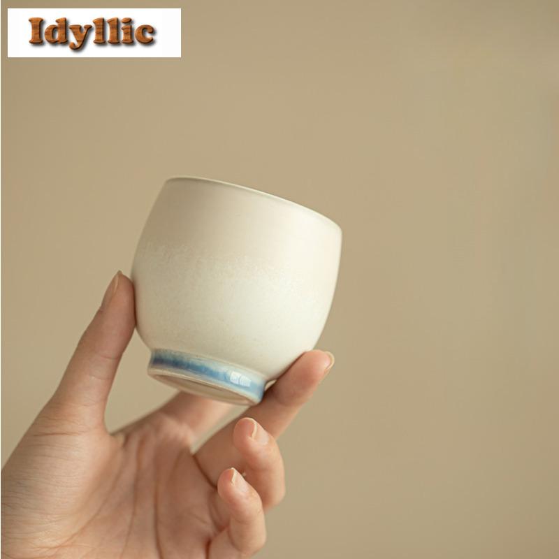 160ml Kiln Fambe Crystal Glaze Teacup Antique Tea Bowl Tea Cup Set Tea-tasting Fragrance Cup Chazhan Master Cups Tableware Craft