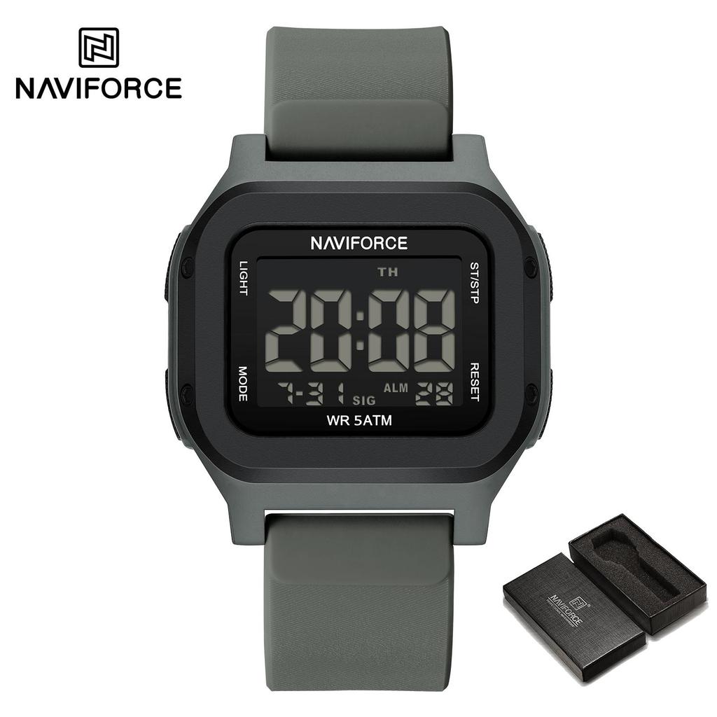 NAVIFORCE Original Men Digital Watch Square Case Silicone Strap Waterproof Calendar Date Chronograph Alarm Men Sports Leisure Watch NF7137