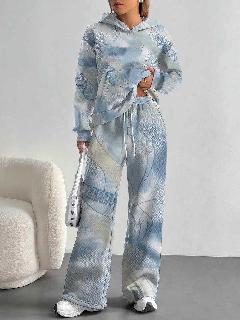 Camouflage European and American Autumn and Winter Casual Long-sleeved Suit Women's Hooded Sweater Trousers Two-piece Set