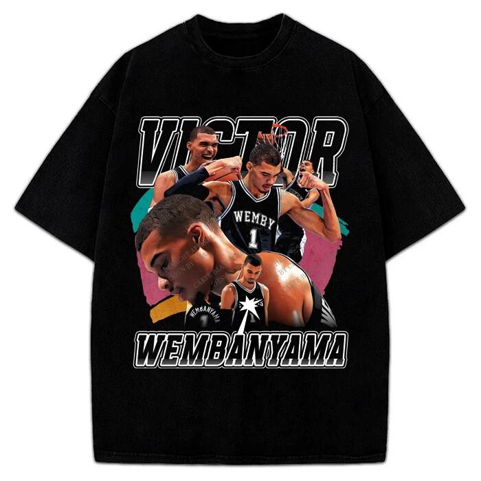 Victor Wembanyama Wemby 90 s Vintage Style Retro Graphic Design T-Shirt XL