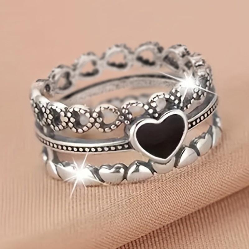 Elegant Heart Style Ring for Women Aesthetic Party Wedding Trendy Metal Accessories Silver Color Romantic Wedding Jewelry
