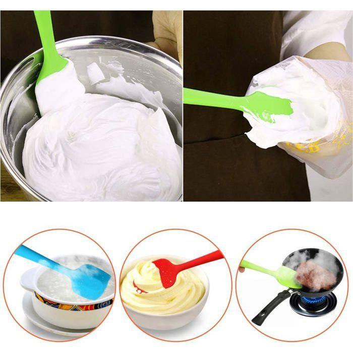 Spatule en silicone - AIMOONSA - Lot de 4 (27,3 x 6 cm) - Résiste 500°F/260°C - Poignée inox & caoutchouc - Antiadhésif