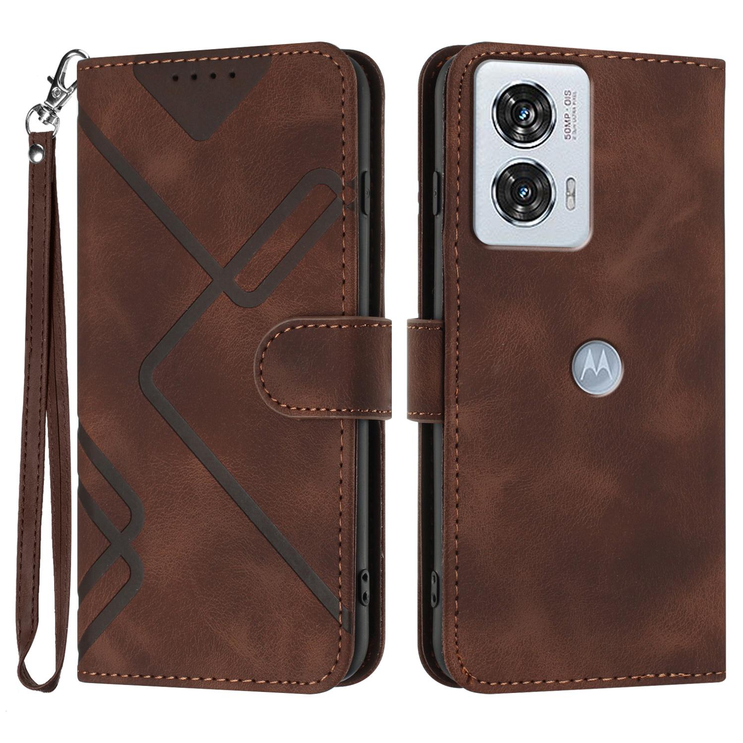 

YX0040 For Motorola Edge 50 Fusion 5G Case Full Protection Geometry Leather Phone Cover Coffee