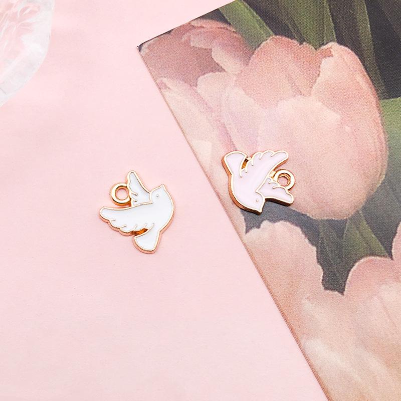 Korean Alloy Drip Oil Pigeon Pendant for DIY Jewelry & Hair Accessories