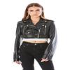 Noora Women's Black 100% Genuine Lambskin Leather Cropped Jacket, Real Lambskin Leather Crop Jacket For Her, Ladies Crop Moto Jacket, Gift For Her