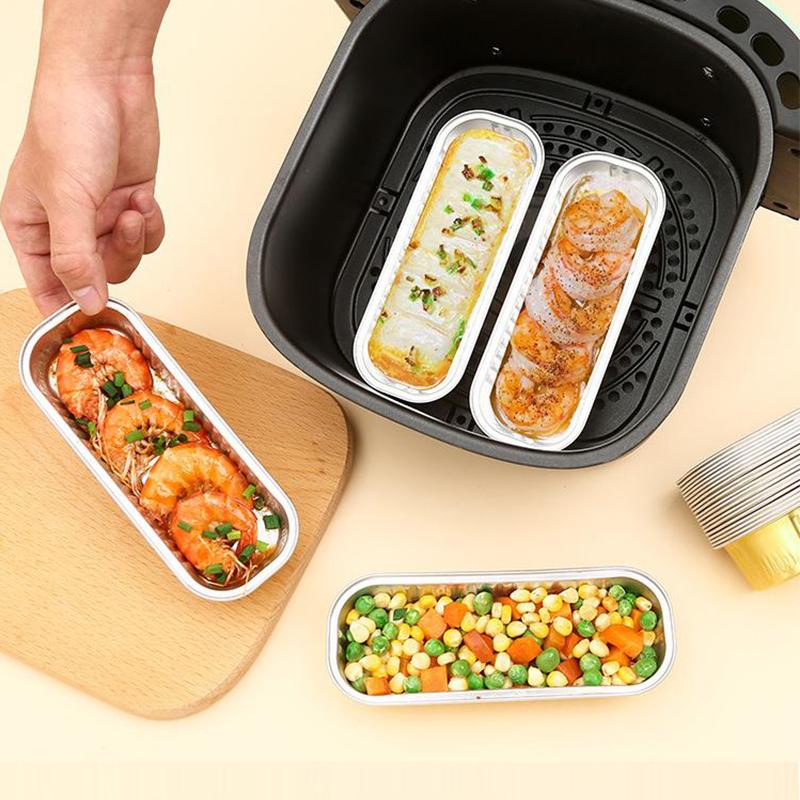 5Pcs Air Fryer Tin Foil Bowl Aluminum Foil Household Oven Cake Rectangular Baking Mold Tin Foil Box Cup