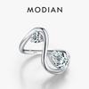 MODIAN Irregular Line Design Rings 925 Silver High-Fashion Round & Water Drop CZ Finger Rings For Women Fine Jewelry
