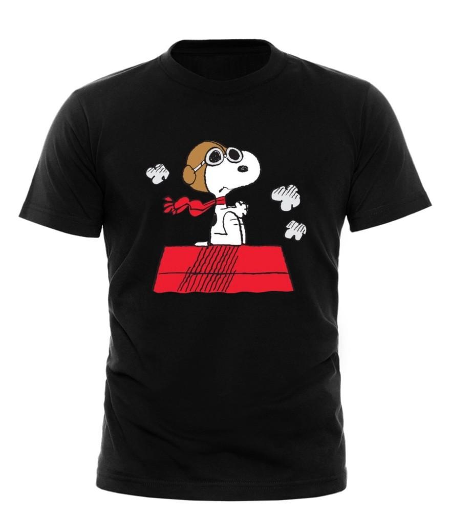 

Peanuts Snoopy Pilot Fliegen Männer TShirt All Sizes Colour Black White Unisex T-Shirt L