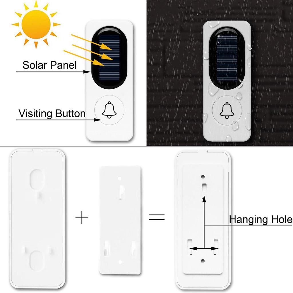 Self-Powered Waterproof Solar Doorbell D009 - Long-Distance, Wireless, Elderly Caller Alert
