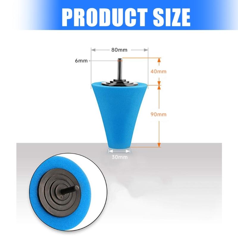 Car Polishing Pad Buffing Foam Sponge Pad Cone Polisher Buffer Pad Automotive Waxing for Car Wheel Headlight Polishing