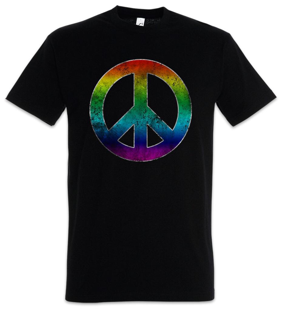 Rainbow Peace Symbol Mens T-Shirt Mens Womens Tees Top Hippie Sign Logo Peace Rainbow Hippie