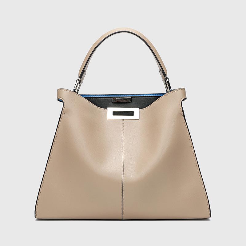 

New handbag large-capacity retro shoulder bag versatile leather messenger bag women s lock bag hand carry абрикосовий