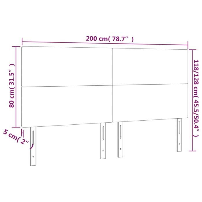 VidaXL Tête de Lit à LED Meuble de Chambre à Coucher Accessoire de Lit Double Tête de Cadre de Lit Intérieur Gris 3122256