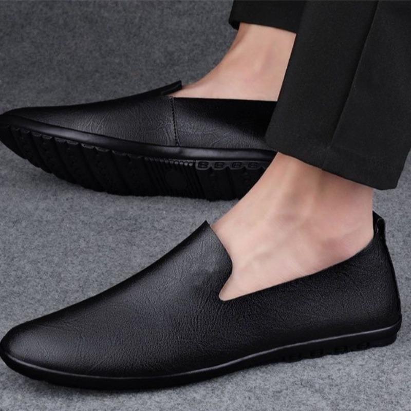 Fashion Mens Loafers Handmade Cowhide Leather Shoes Luxury Business Casual Leather Shoes Moccasins Soft-Sole Driving Shoes Slip on Flats