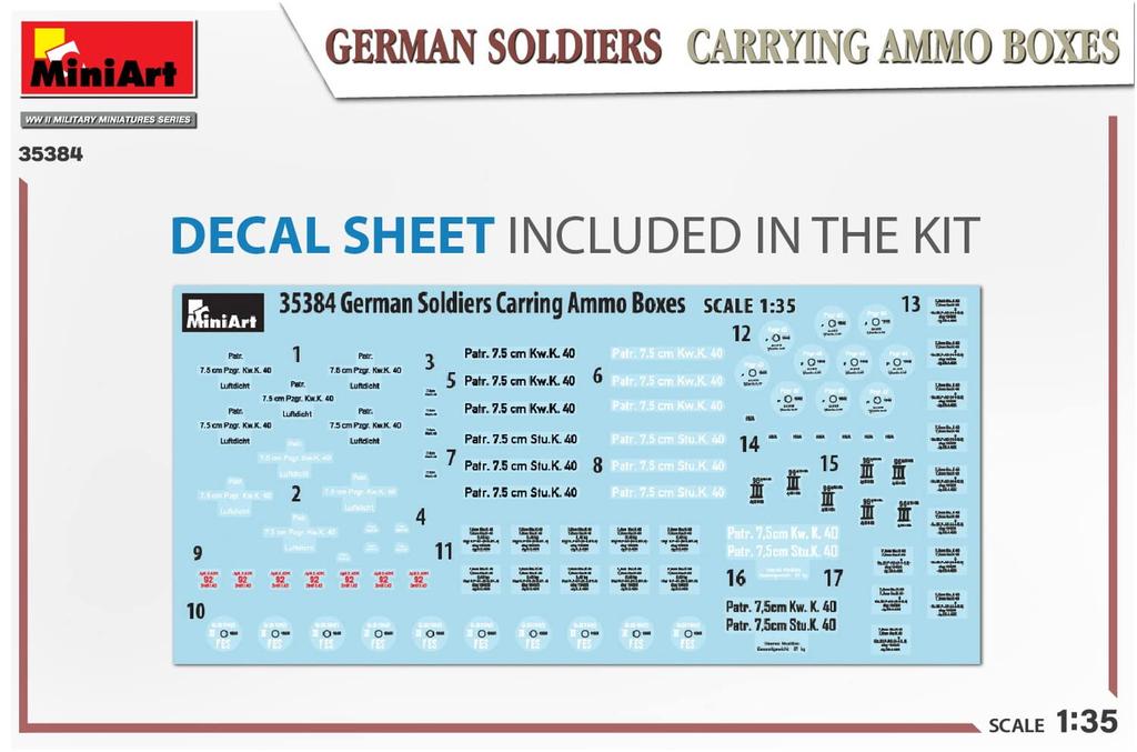 Miniart Scale German Soldiers Carrying Ammunition Boxes of Plastic Model Kit MA35384 1/35 (Set 5)