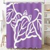Purple Shower Curtain With White Leaf Pattern Modern Bathroom Decor Waterproof Fabric Material For Home Improvement Easy Install