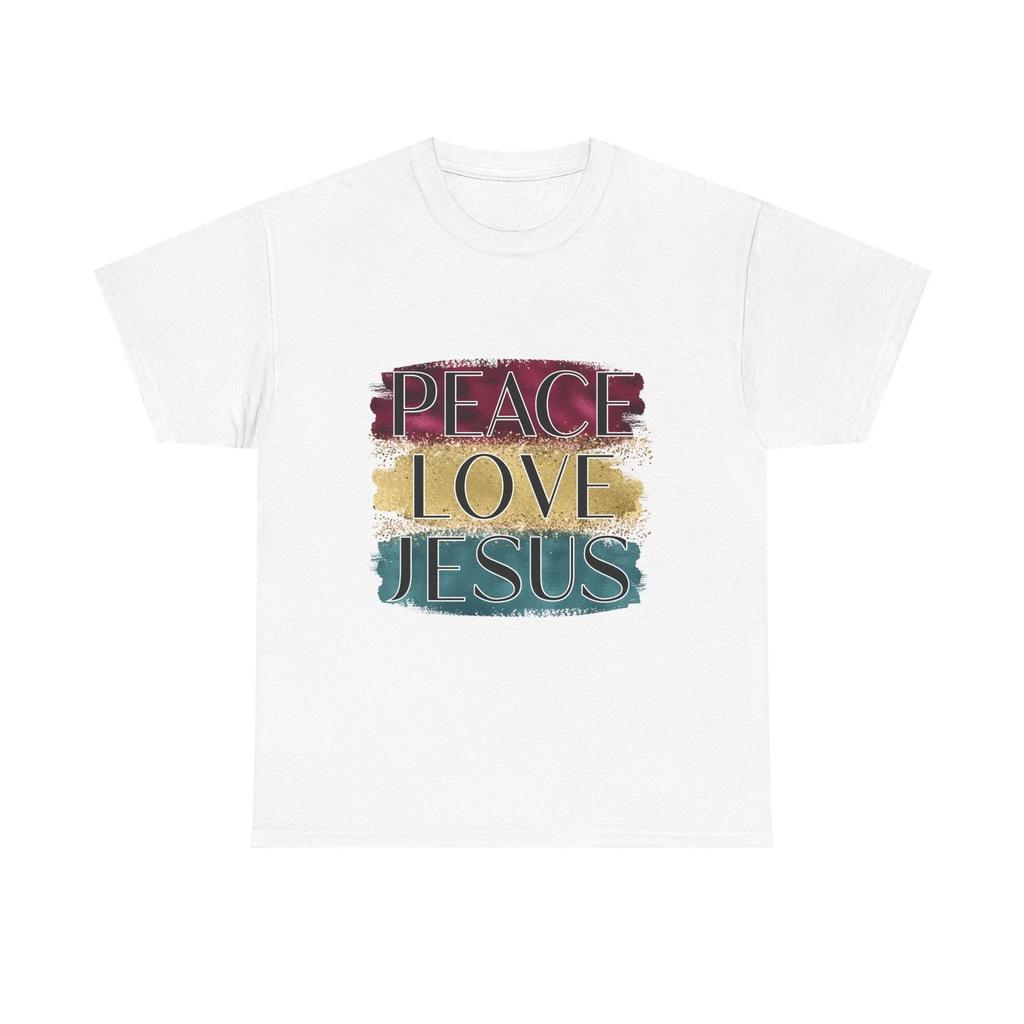 Peace Love Jesus Tee | Christian faith shirt, vintage brushstroke design