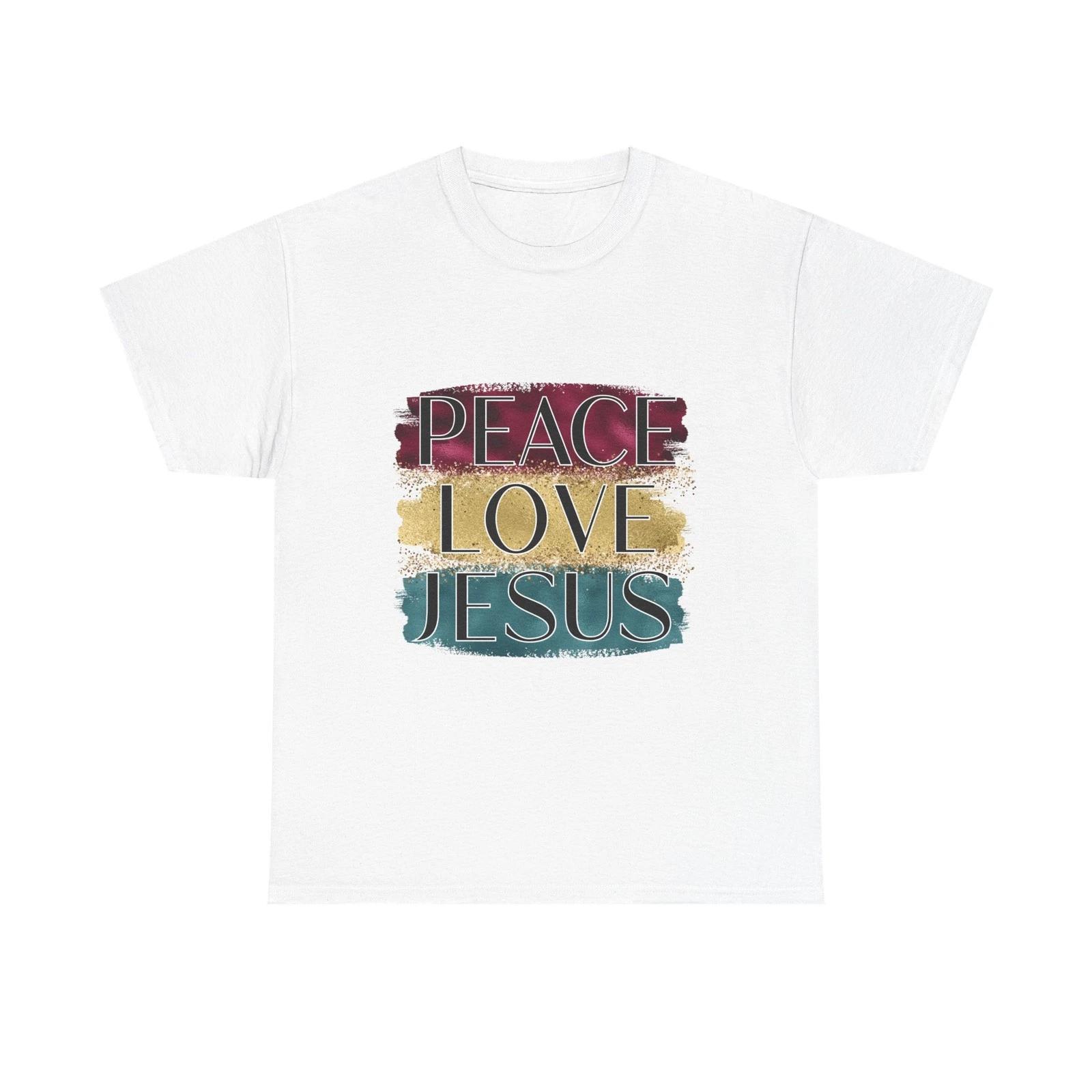 Peace Love Jesus Tee | Christian faith shirt, vintage brushstroke design S