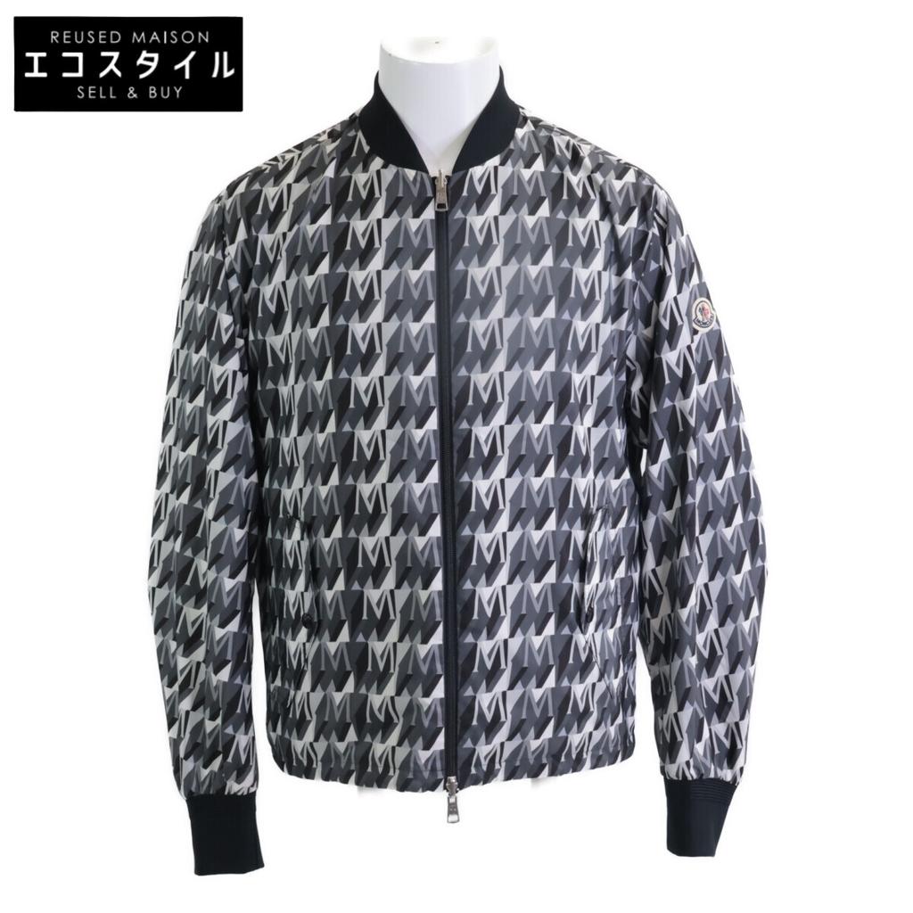 Moncler [2011] GOLLIAZ All-over Print Nylon Reversible Blouson/ Jacket 2 Black GreyUsed