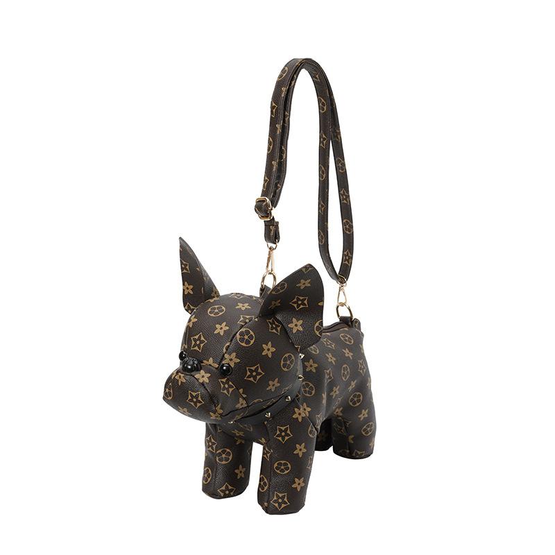 Exquisite cartoon printed dog magic fight creative contrasting color women's small square bag new literary women's shoulder messenger bag