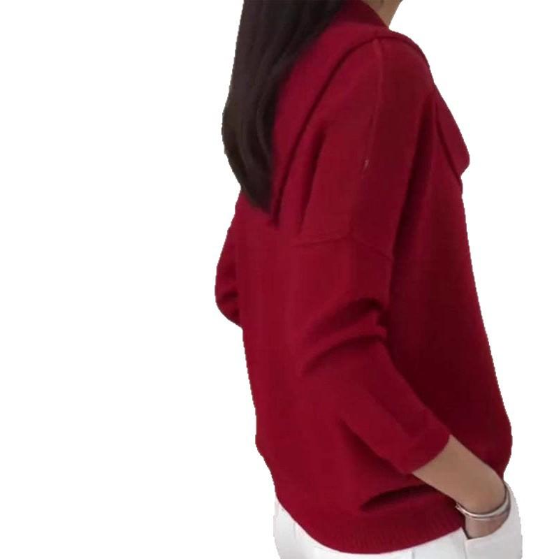Pull chaud d'hiver pour femme à col châle - Haut pull-over à manches longues de couleur unie avec col montant, blouse décontractée confortable pour l'automne/hiver