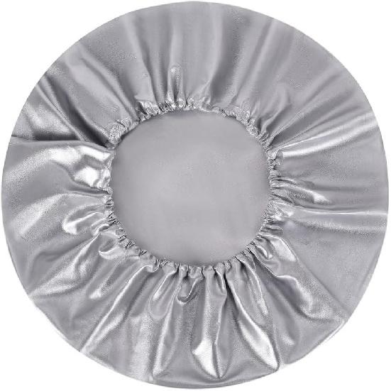 Spare Tire Cover, Silver Wheel Cover PVC Leather Waterproof Dust-Proof Universal Fit For Jeep Trailer RV SUV Camper Vehicle (15 Inch)