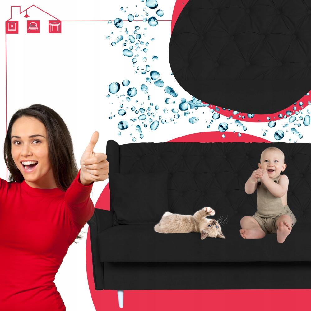 3-seater Sofa Bed with Sleeping Function WELUR Black GAJA Family Meble