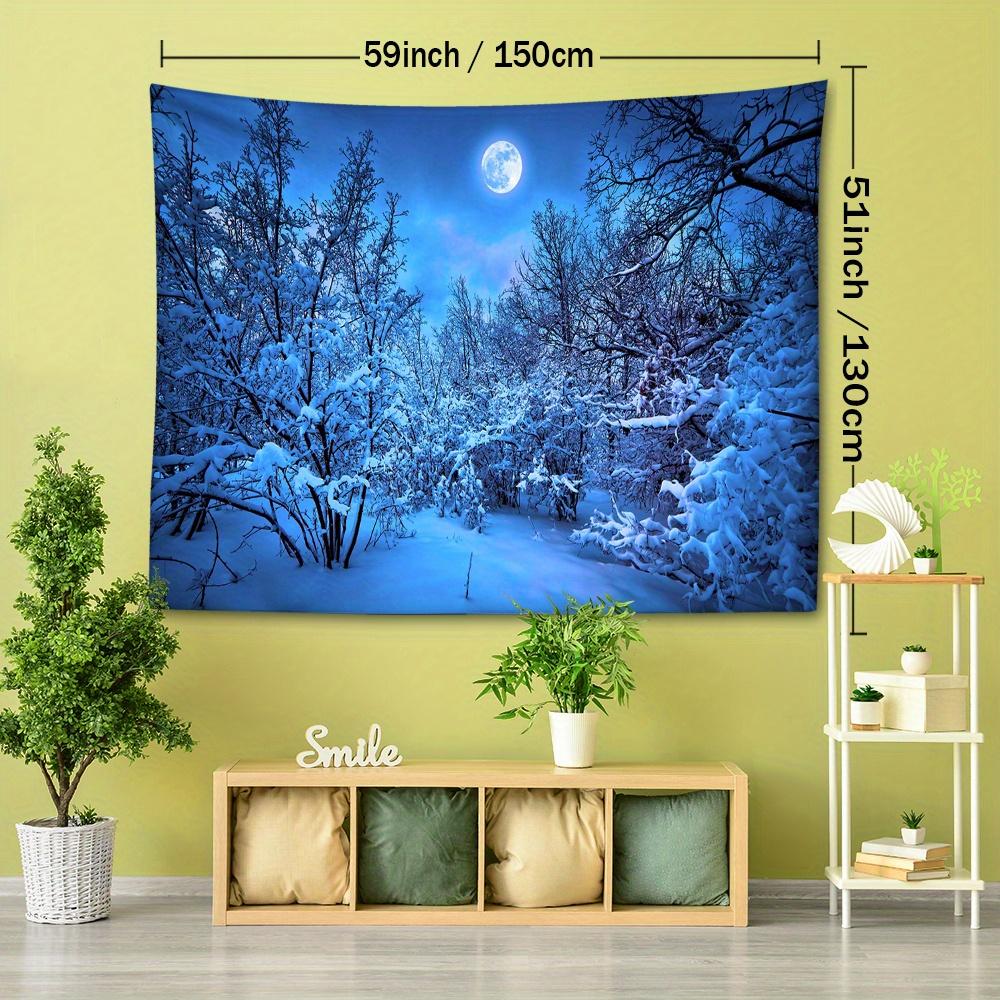 1pc Winter Snowflake Icy Landscape Tapestry Wall Hanging, Room Decor, Bedroom Decor, Living Room Background, Natural Style Backdrop Cloth, Hanging Tap