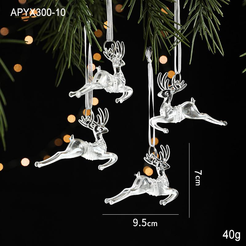New Christmas Decoration Glitter Acrylic Ornament Transparent Snowflake Pendant for Xmas Tree Scene Decor Happy New Yeart